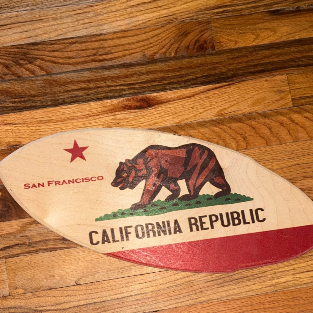 California Republic surfboard shape Sign 20 by 9 hanging decor/ wall prop - Picture 6 of 8